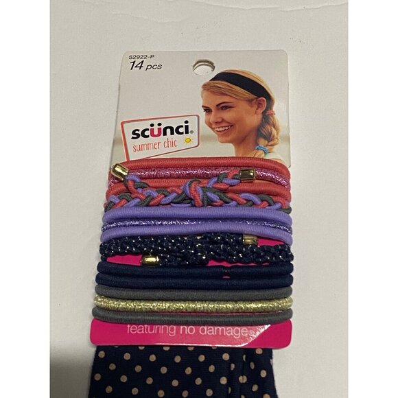Scunci Summer Chic Elastic Hair Ties Ponytail Holders & Headband 14pc Colorful - Picture 4 of 5